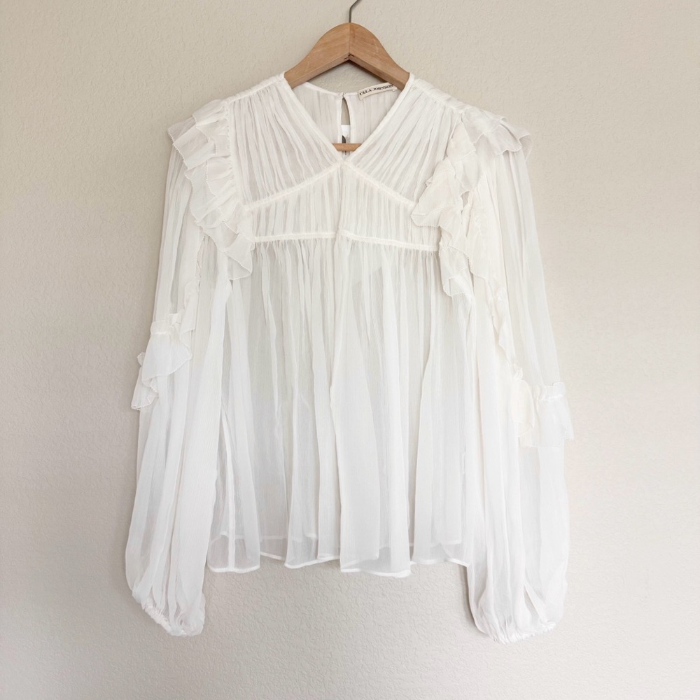NEW Ulla Johnson Isolde Silk Ruffled Blouse